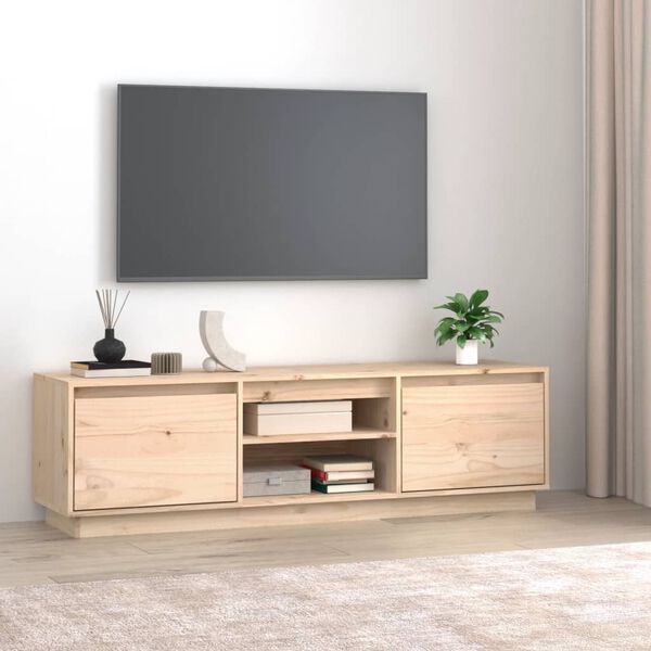 vidaXL TV Cabinet Natural Wood Solid Pine Wood 55.1 x 13.8 x 15.7 in