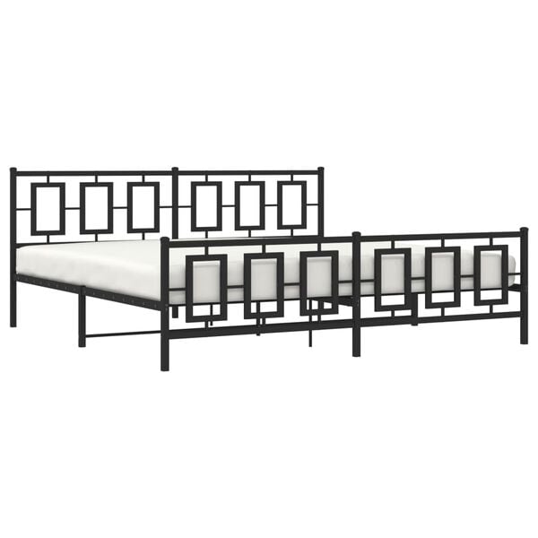 vidaXL Bed Frame Black Powder-coated steel 76x80 in Bed Frame