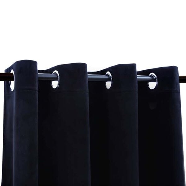 vidaXL Blackout Curtains with Rings 2 pcs Velvet Black 55.1x68.9"