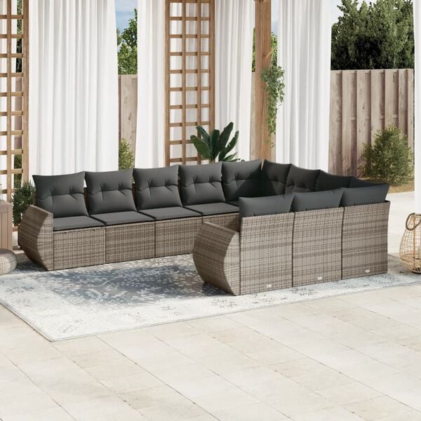 vidaXL Garden Sofa Set Grey PE Rattan Large Modular Garden Sofa Set