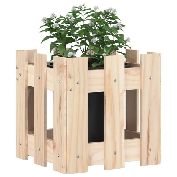 vidaXL Garden Planter Natural Pine Solid Pine Wood 11.8 in Durable