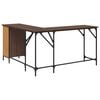vidaXL Desk Brown Oak Engineered Wood, Metal Large Adjustable Feet