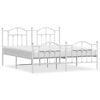 vidaXL Bed Frame White Steel Double Bed Frame Rectangular Modern