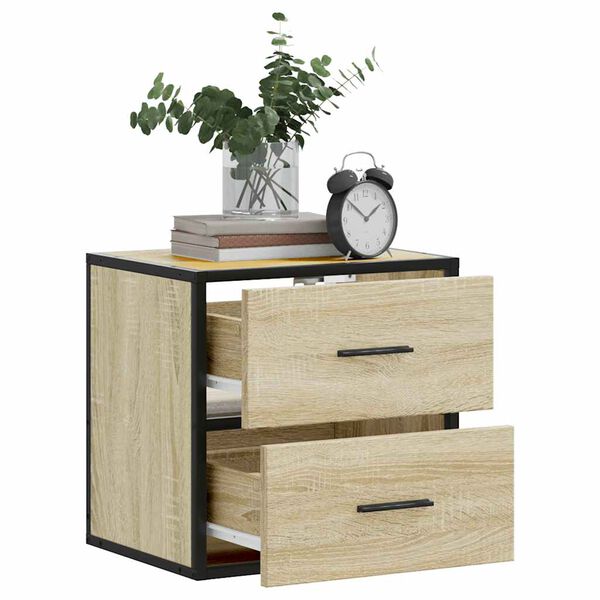 vidaXL Wall-mounted Bedside Cabinet Set of 2 Sonoma oak