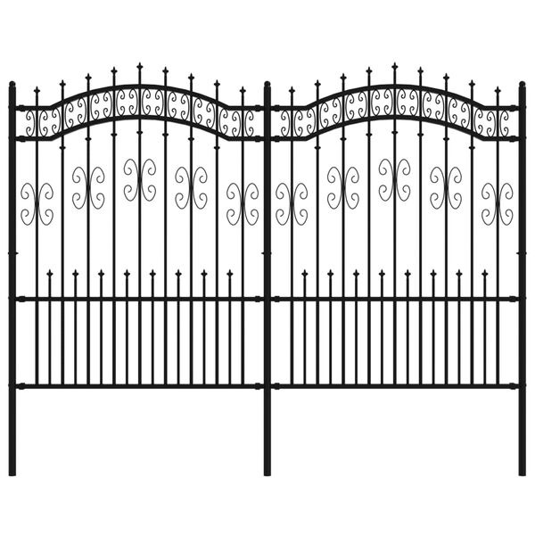 vidaXL Garden Fence with Spear Top Black 94.5"x59.1" Powder-coated Steel