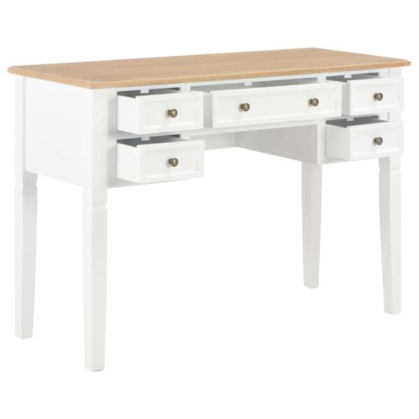 vidaXL Writing Desk White and Brown MDF and Pinewood Standard