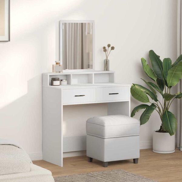 vidaXL Dressing Table White 31.10 x 16.14 x 55.12 in Engineered Wood
