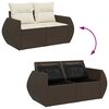 vidaXL Garden Sofa Set Brown PE Rattan Medium Removable Covers