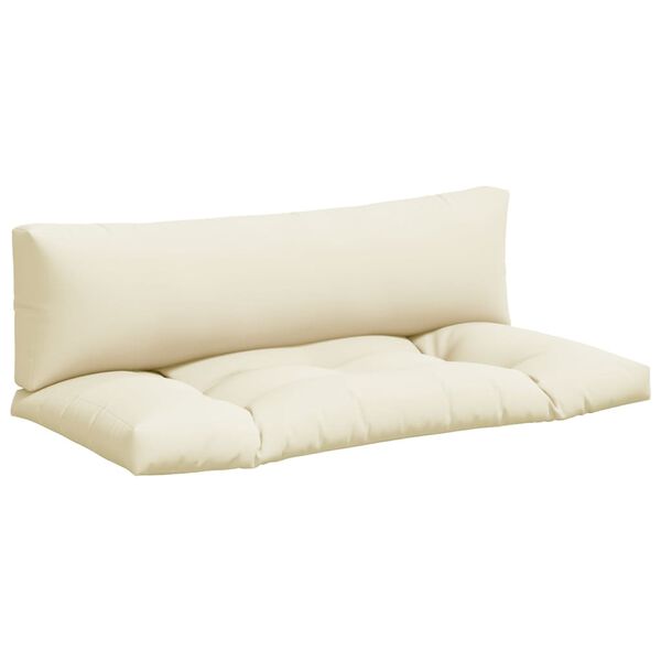 vidaXL Pallet Cushion Set of 2 Cream 100% Polyester 43.3 x 22.8 x 3.9 in