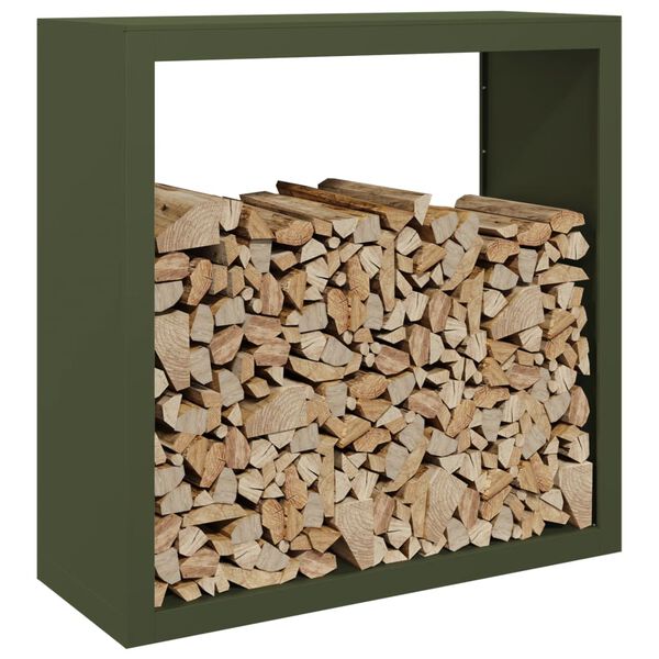 vidaXL Firewood Rack Green 39.4x15.7x39.4" Steel