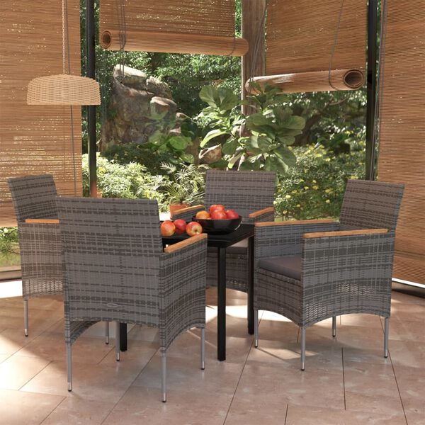 vidaXL Garden Dining Set Grey and Black