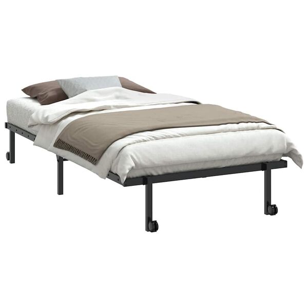 vidaXL Bed Frame Black Steel Twin Foldable Bed Frame Rectangular