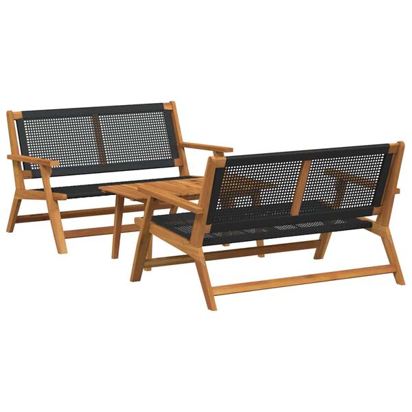 vidaXL Garden Chairs with Table 3 pcs Black 35.4" x 17.7" x 15.7