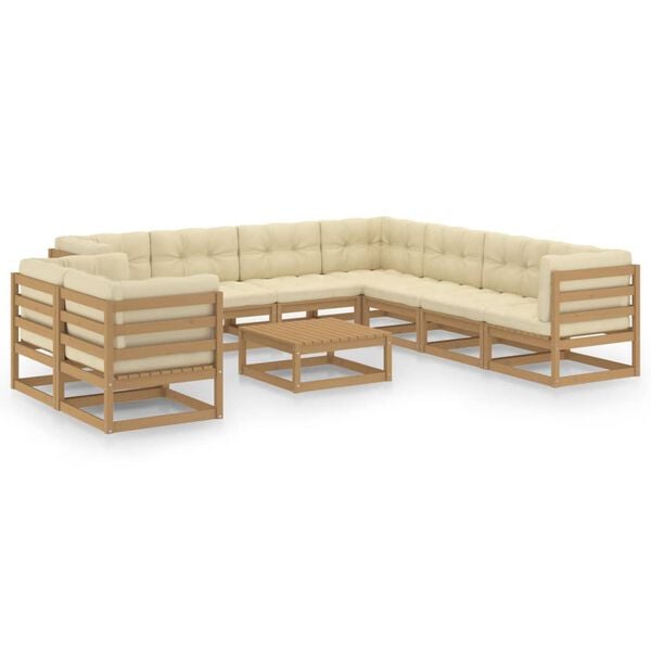 vidaXL Garden Lounge Set Honey Brown, Cream