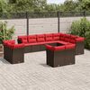 vidaXL 12 Piece Patio Sofa Set with Cushions Brown Poly Rattan