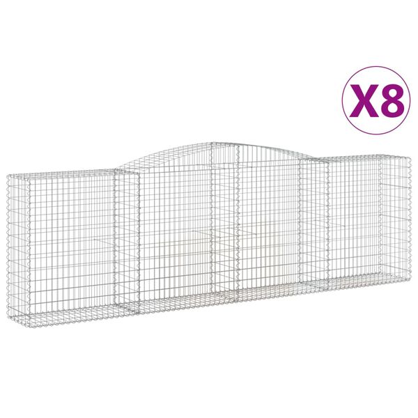 vidaXL Gabion Basket Set of 8 Silver Galvanized Iron