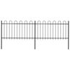 vidaXL Garden Fence with Hoop Top Steel 141.3"x39.4" Black