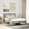 vidaXL Bed Frame Sonoma oak Steel, engineered wood Small Double