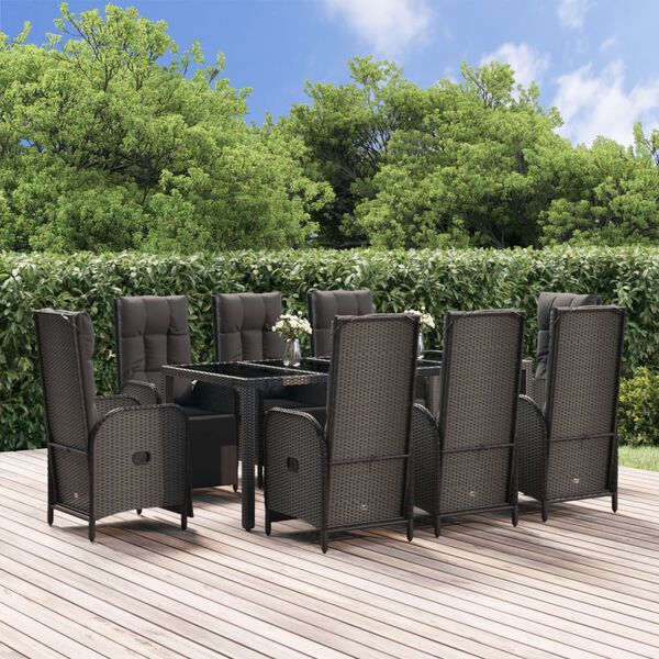 vidaXL Garden Dining Set Black