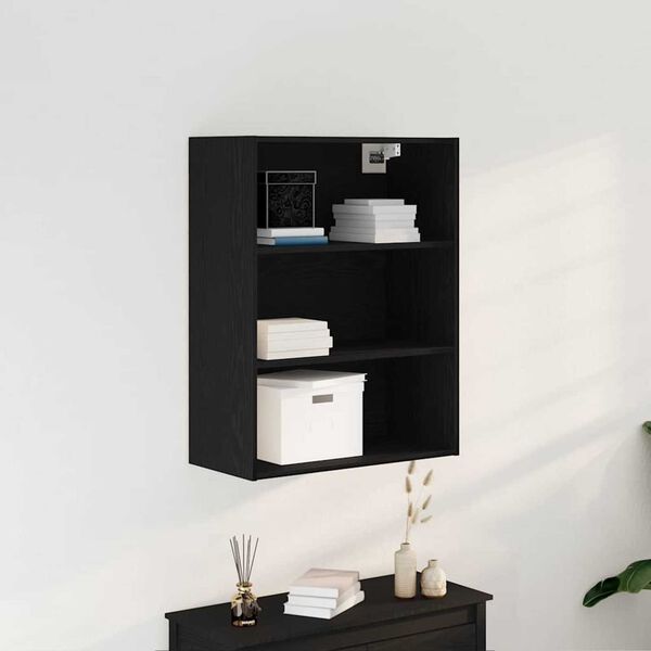 vidaXL Hanging Wall Cabinet Wall-mounted Black Oak 69.5 x 32.5 x 90 cm