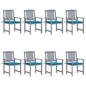 vidaXL Patio Chairs with Cushions 8 pcs Solid Acacia Wood Grey