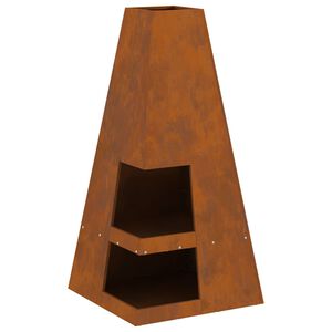 vidaXL Fire Pit Brown 19.69 x 19.69 x 39.37 in Steel