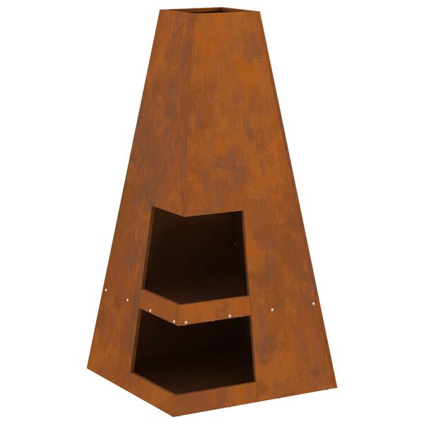 vidaXL Fire Pit Brown 19.69 x 19.69 x 39.37 in Steel