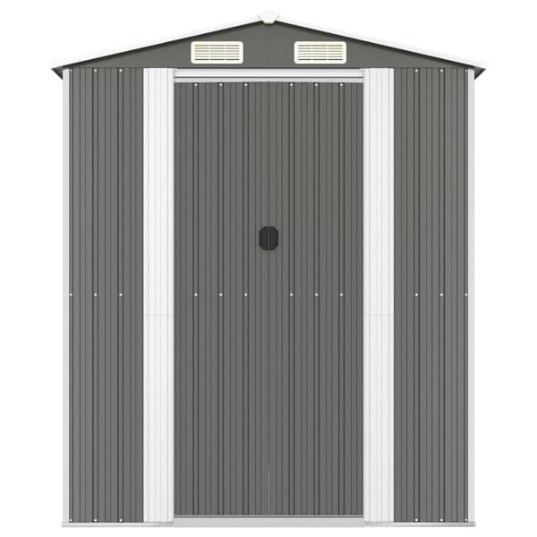 vidaXL Garden Shed Light Grey Galvanized Steel Large Sliding Components