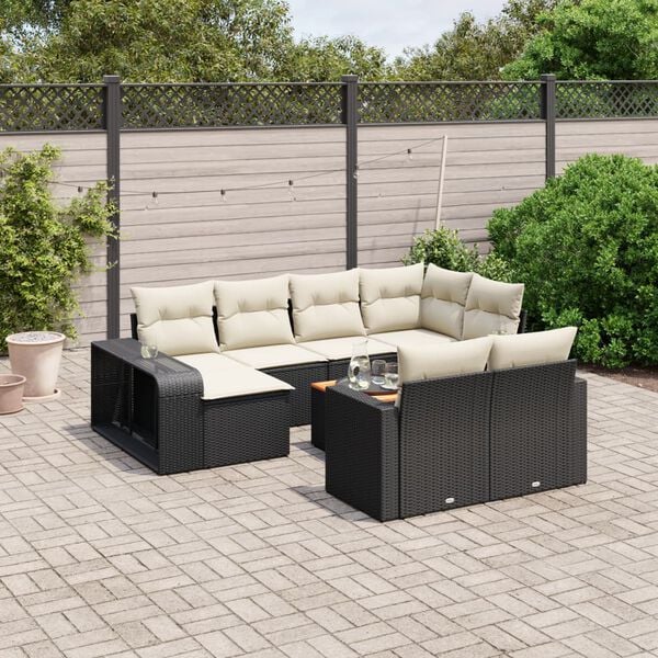 vidaXL Garden Sofa Set Black and cream