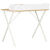 vidaXL Desk White and natural oak Engineered wood Medium Desk