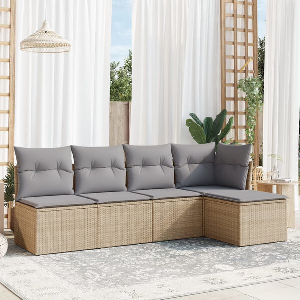 vidaXL Garden Sofa Set Beige, Light Grey