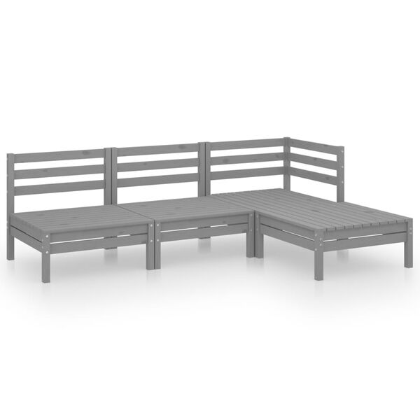 vidaXL Garden Lounge Set Grey Solid pinewood Modular Outdoor Lounge Set