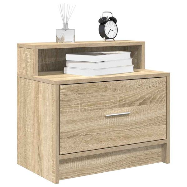 vidaXL Bedside Cabinet Sonoma oak Engineered wood Compact