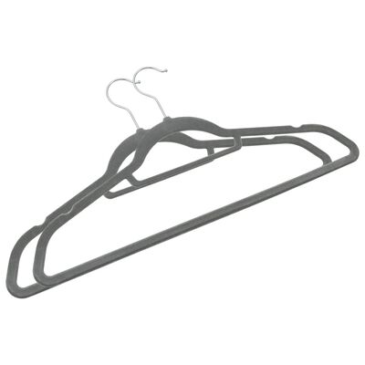 vidaXL 100 pcs Clothes Hanger Set Anti-slip Gray Velvet