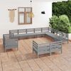 vidaXL Garden Lounge Set Grey Solid pine wood 12 Piece Set Modular