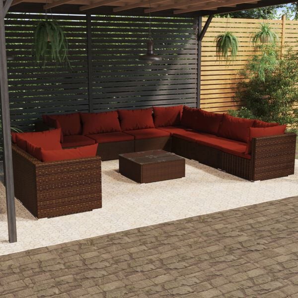 vidaXL Garden Lounge Set Brown PE rattan Large Modular