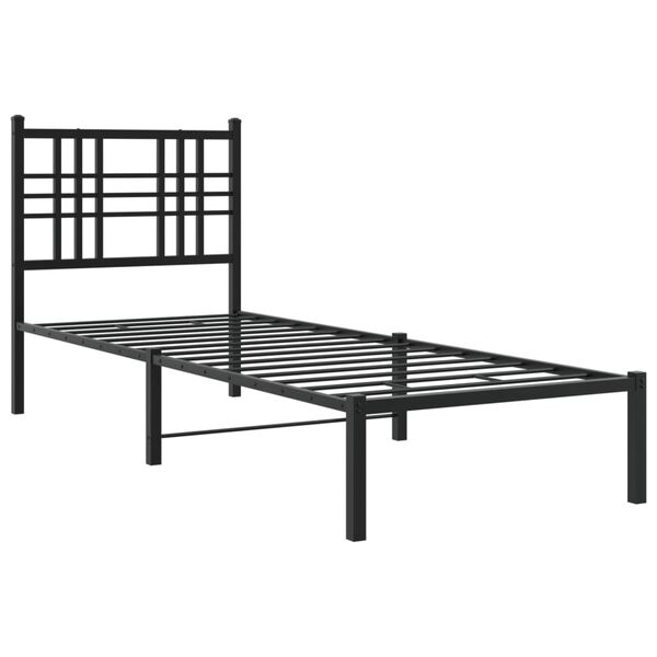 vidaXL Bed Frame Black Powder-coated steel Small Single Bed Frame