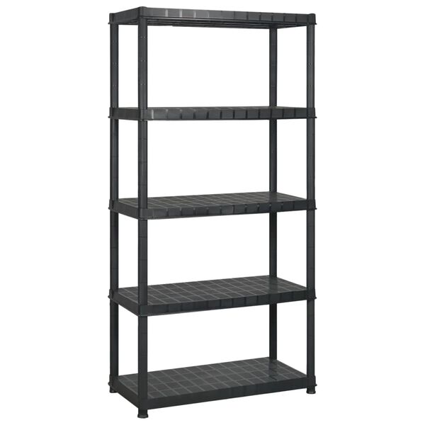 vidaXL Storage Shelf 5-Tier Black 133.9x15.7x72.8" Plastic (4x147685)