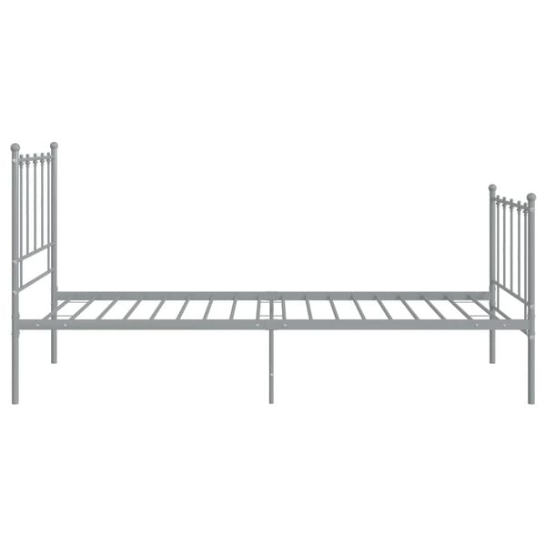 vidaXL Bed Frame Grey Powder-coated metal Twin Durable Twin Bed Frame