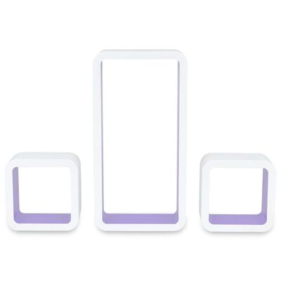 vidaXL Wall Cube Shleves 6 pcs White and Purple