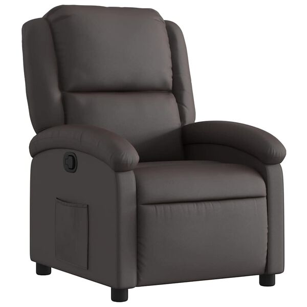 vidaXL Recliner Chair Dark Brown Real leather, Metal, Plywood Medium
