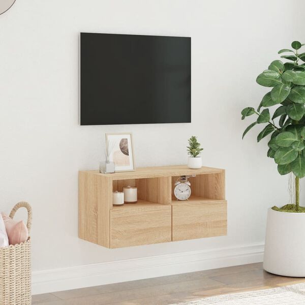 vidaXL TV Wall Cabinet Sonoma oak Engineered wood 23.6x11.8x11.8 in