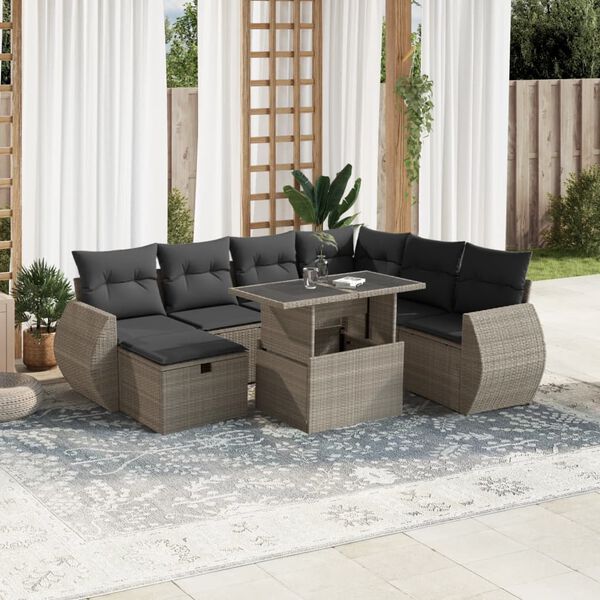 vidaXL Garden Sofa Set Light Grey PE rattan Large Modular