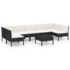 vidaXL Garden Lounge Set Black PE rattan, powder-coated steel, polyester