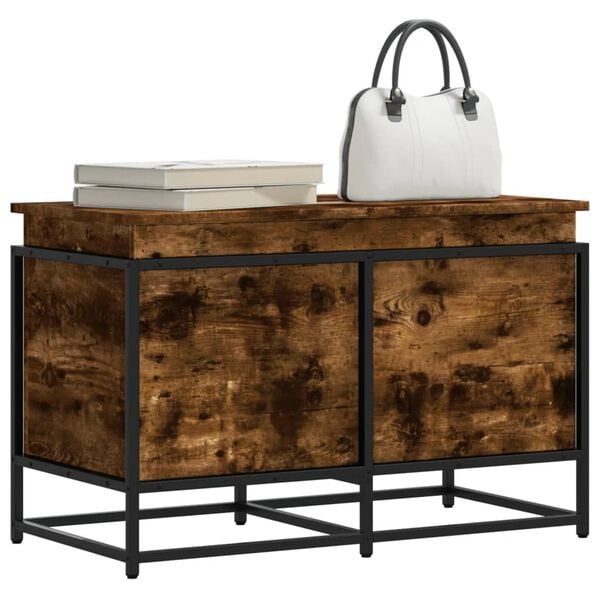 vidaXL Storage Box Smoked oak Engineered wood, metal 31.5x15.7x20.3 in