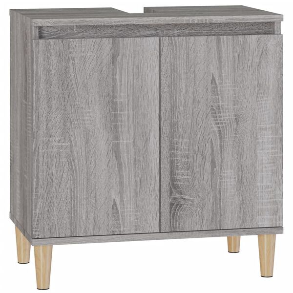 vidaXL Sink Cabinet Grey Sonoma Engineered wood, Solid eucalyptus wood