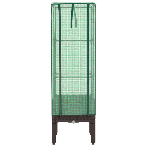 vidaXL Raised Bed Brown, Green Polypropylene, Polyethylene, Iron Medium