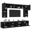 vidaXL 8 Piece TV Wall Stand Set with LED Lights Black