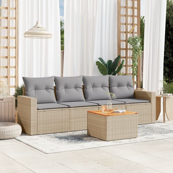 vidaXL Garden Sofa Set Beige, Brown, Light Grey