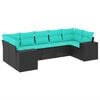 vidaXL Patio Sofa Set Black PE rattan, powder-coated steel, foam, fabric